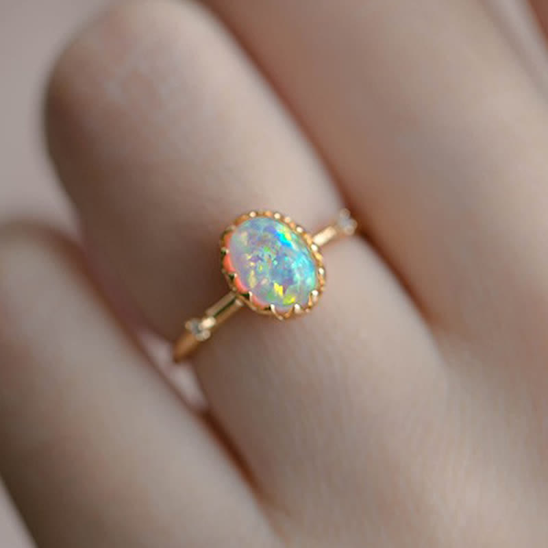 Olivenorma Retro Gold Opal Adjustable Ring - Opal - image 0
