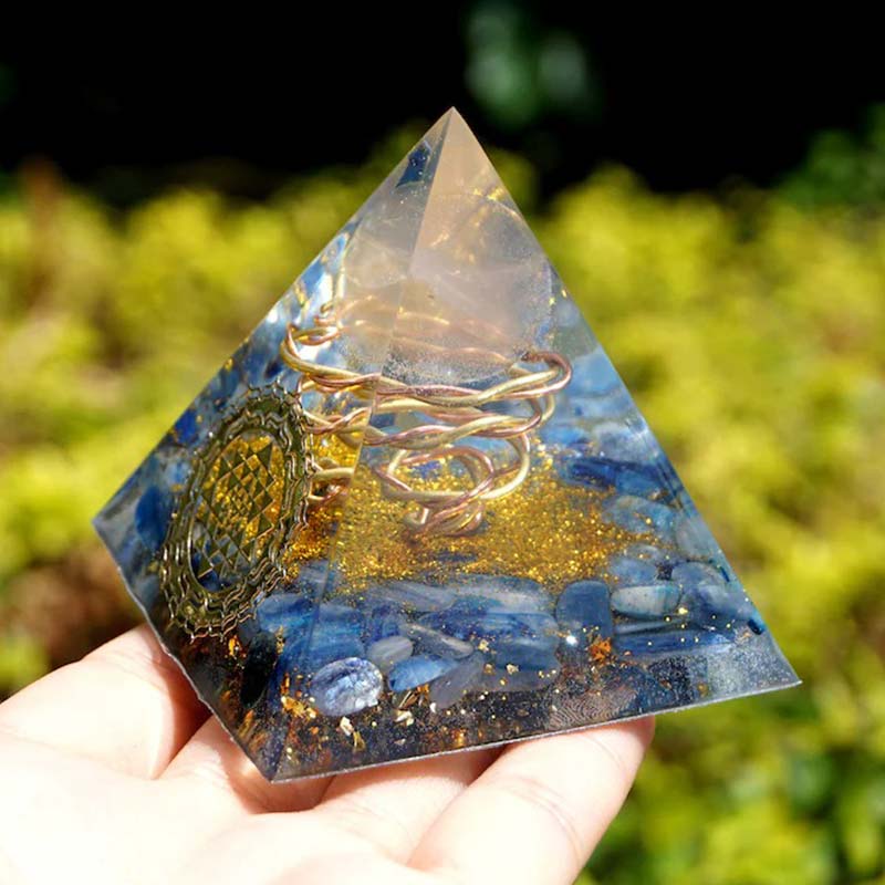 Olivenorma Kyanite Rose Quartz Orgone Pyramid