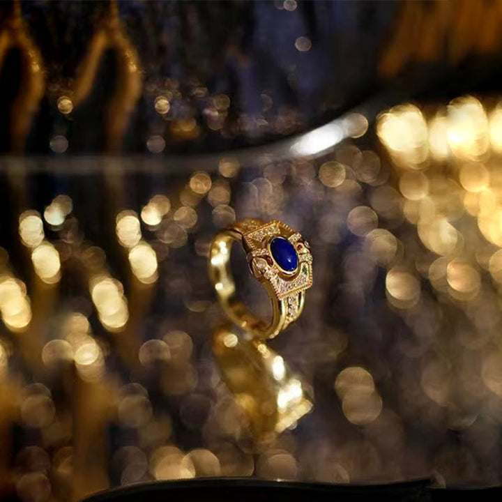 Olivenorma Vintage Lapis Lazuli Adjustable Ring