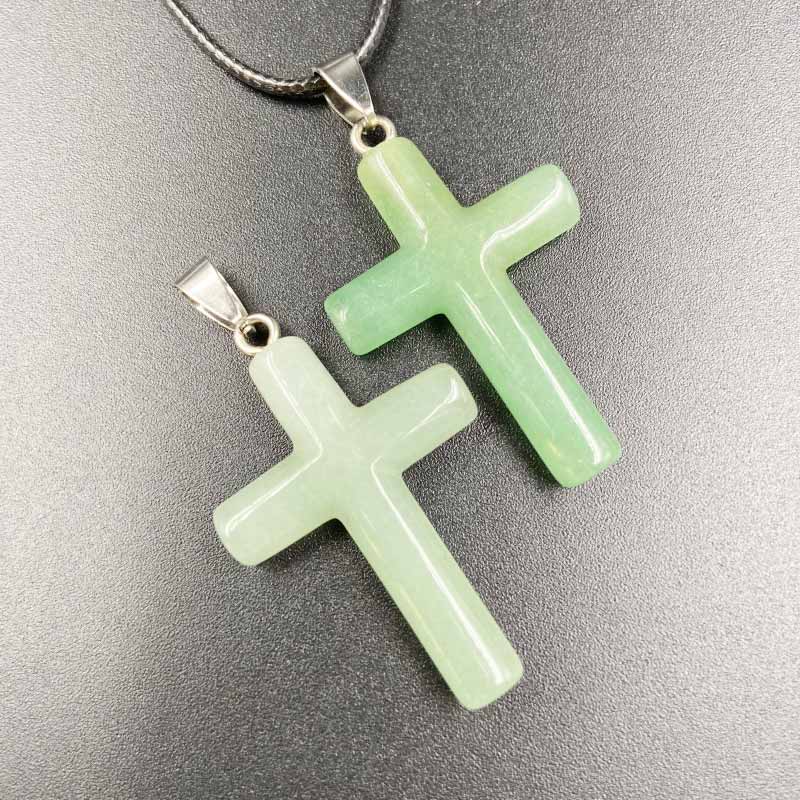 Olivenorma Natural Crystal Cross Healing Pendant - Green Aventurine - image 4