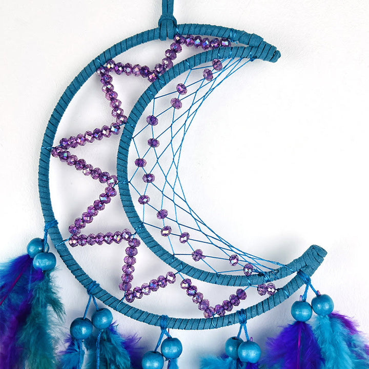 Olivenorma Purple Blue Beaded Black Feather Dream Catcher