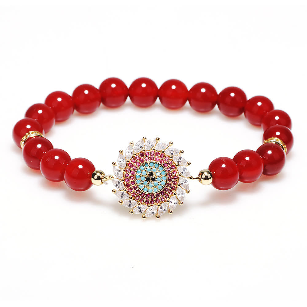 Olivenorma Red Agate Hand Beaded Bracelet