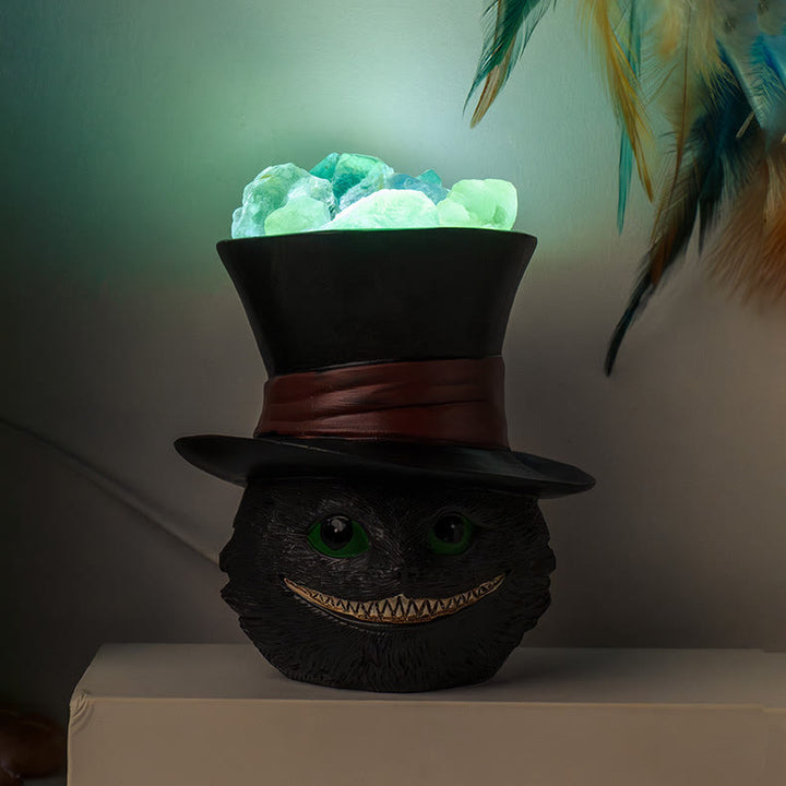 Olivenorma Natural Fluorite Hat Black Cat Crystal Lamp