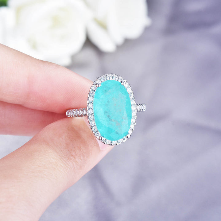 Olivenorma Large Oval Paraiba Tourmaline Adjustable Engagement Ring