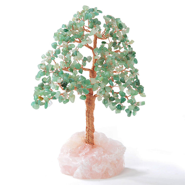 (Clearance 30% OFF / CODE: OFF30) Olivenorma Aventurine Bonsai  Feng Shui Tree with Rose Quartz Base