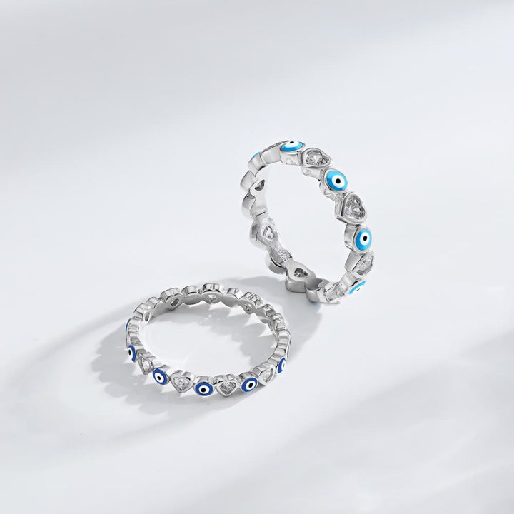 Olivenorma S925 Sterling Silver Heart White Zircon Evil Eye Ring - image 16