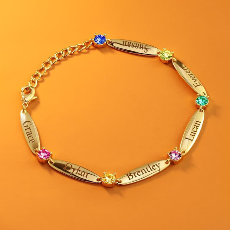 Olivenorma Family Names and Birthstones Bracelet