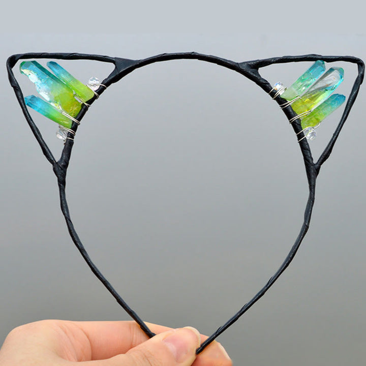 Olivenorma Electroplating Crystal Cat Ears Headband