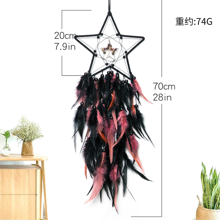 Olivenorma Tourmaline Black Pink Feather Dream Catcher - image 4
