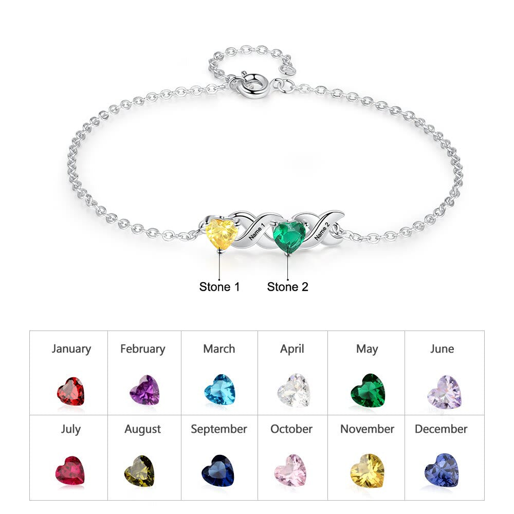 Olivenorma Custom Engraved Mothers Birthstone Bracelet