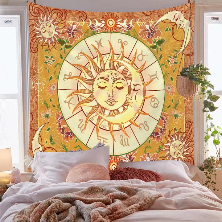 Olivenorma Yellow Sun Boho Zodiac Tapestry