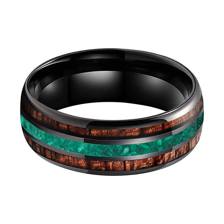 Olivenorma“Strong Shield” - Malachite With Tungsten Steel Ring