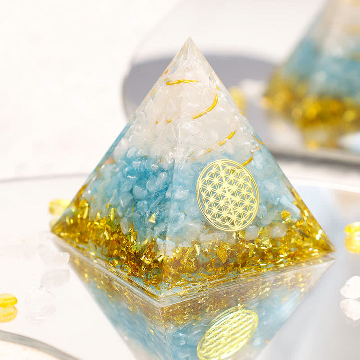 Olivenorma Moonstone Flower Of Life Orgone Pyramid