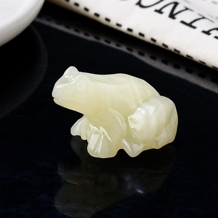Olivenorma Serene Spirit Gemstone Frog Gemstone Decoration - White Agate - With Card - image 3