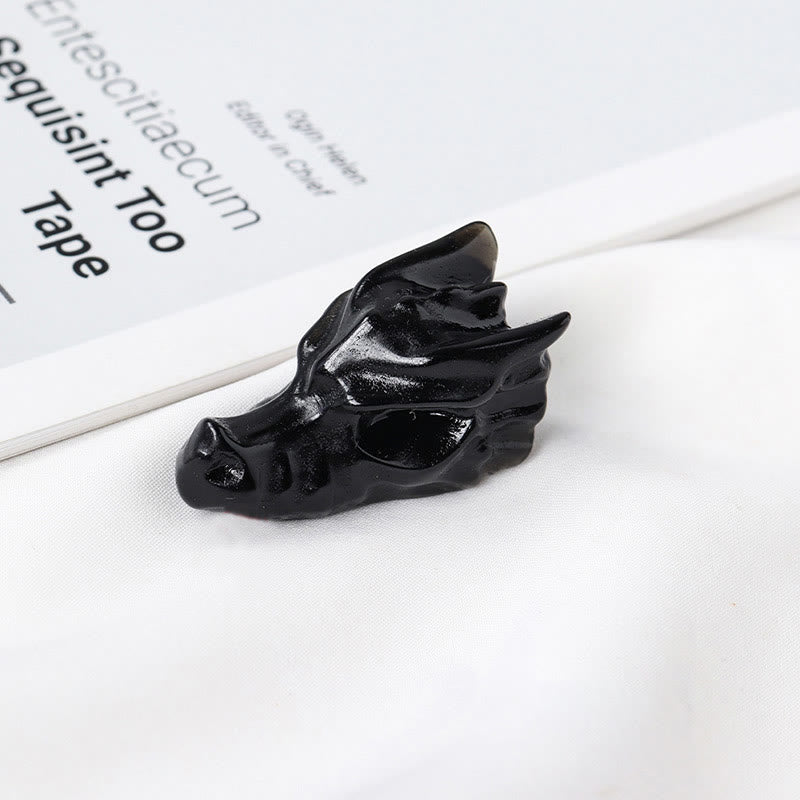 Olivenorma 1.5Inch Crystal Dragon Skull Statue Gemstone Decoration - Obsidian - image 8