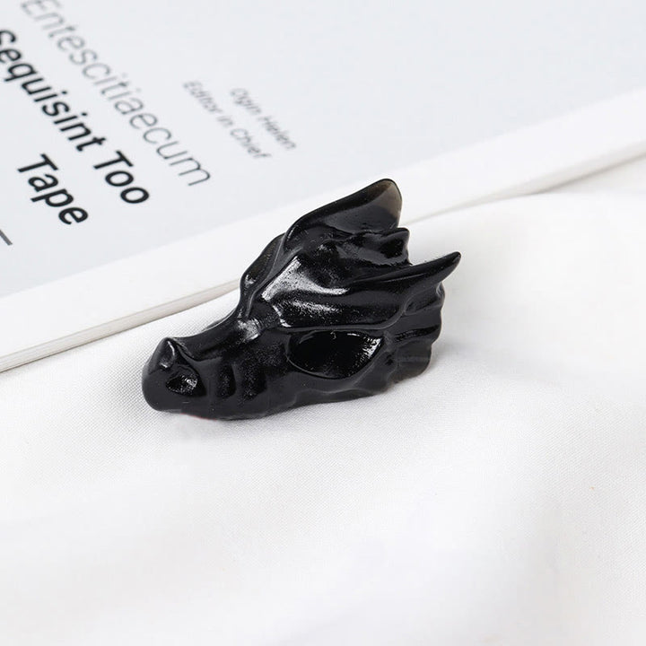 Olivenorma 1.5Inch Crystal Dragon Skull Statue Gemstone Decoration - Obsidian - image 8