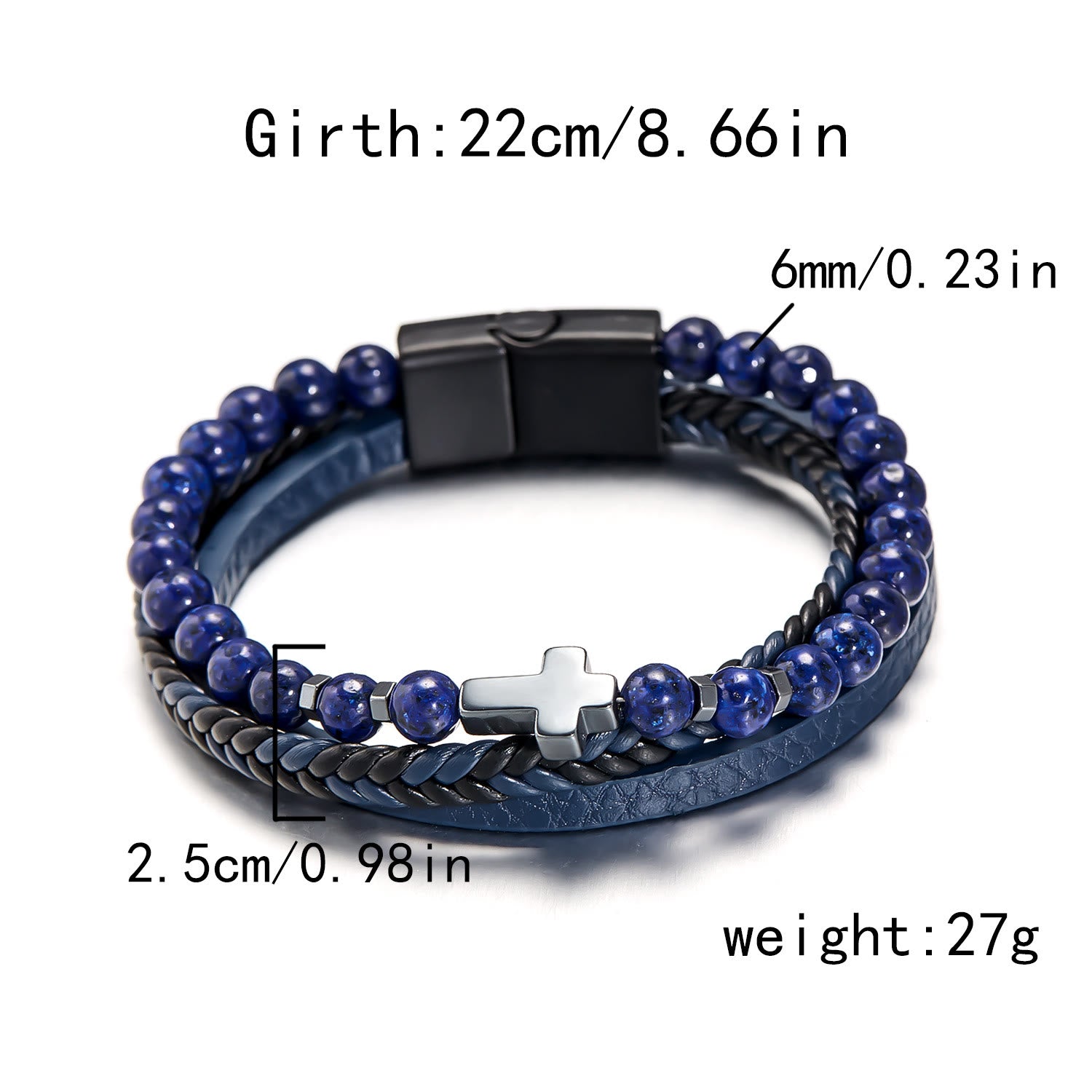 Olivenorma Natural Stone Beads Braided Leather Mens Bracelet - image 13