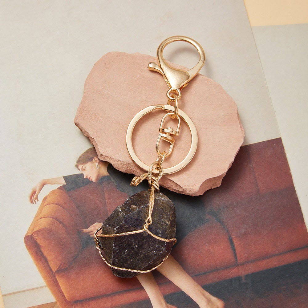 Olivenorma Raw Crystal Keychain Gemstone Pendant Keychain - image 2