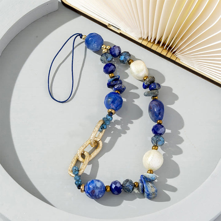 Olivenorma Natural Irregular Stone Beaded Chain Phone Strap - Kyanite - image 8