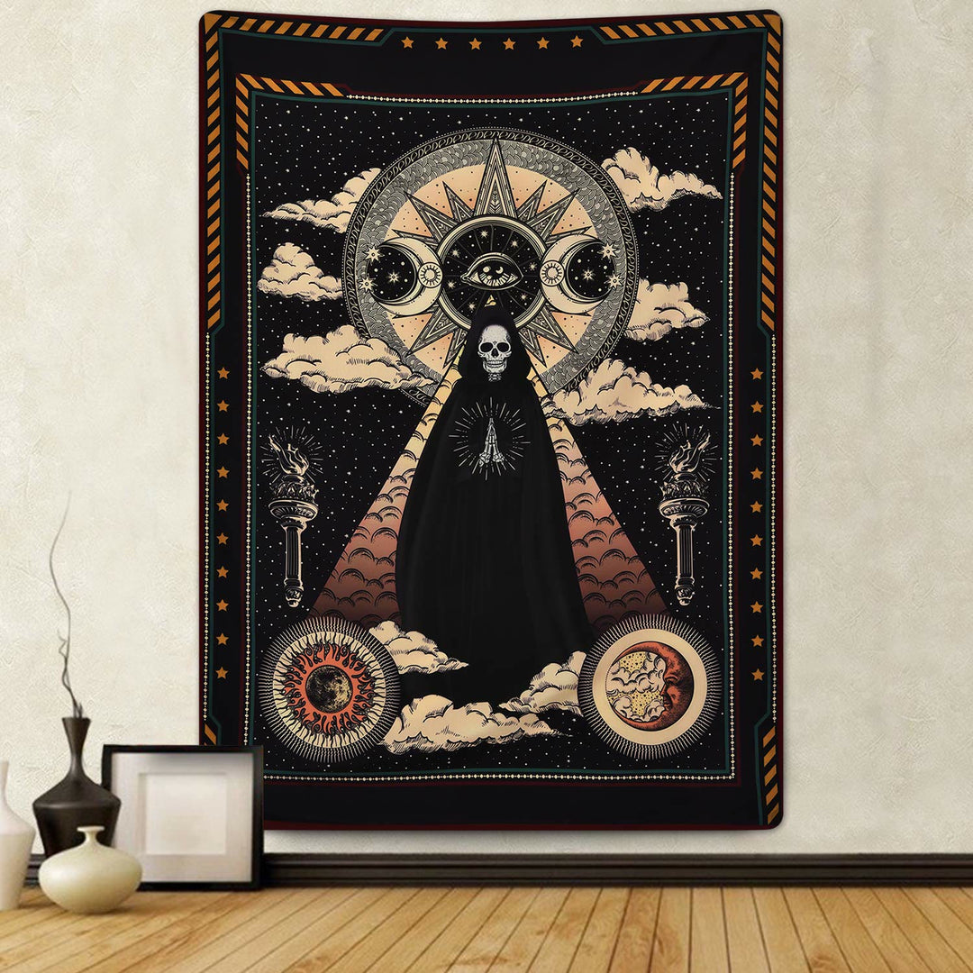 Olivenorma Sun Moon Wizard Witch Skull Tapestry