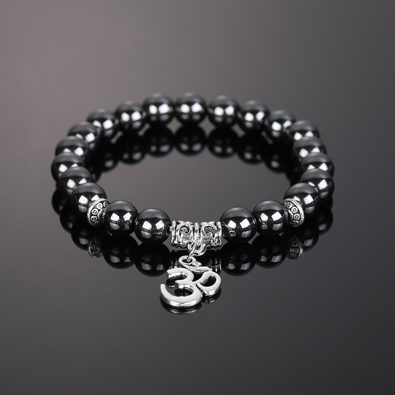 Olivenorma Natural Crystal Beaded Om Symbol Bracelet