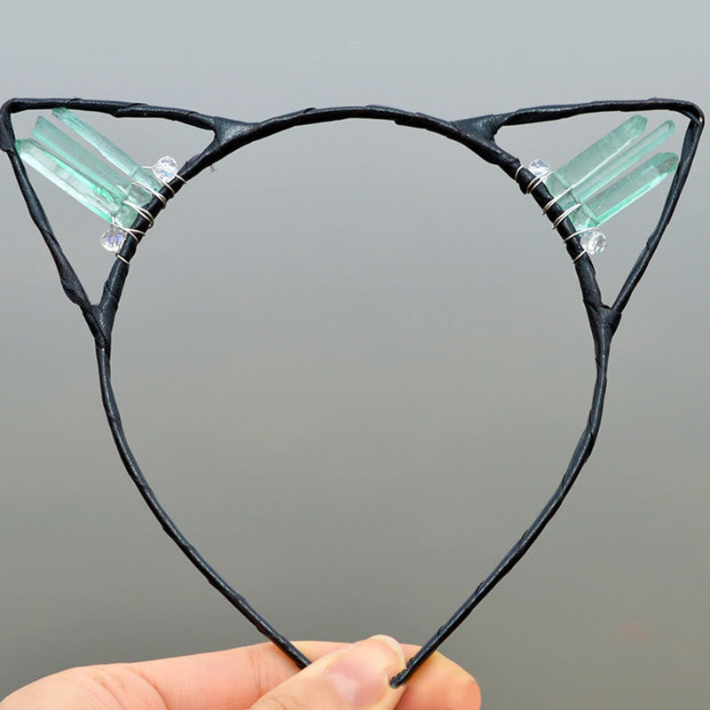 Olivenorma Electroplating Crystal Cat Ears Headband