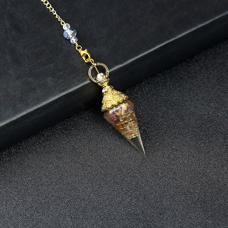 Olivenorma Natural Crystal Resin Hexagonal Pyramid Pendulum - Gum Flower - image 66