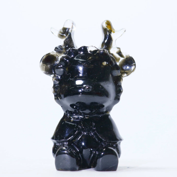 Olivenorma Natural Crystal Elk Ornament Gemstone Decoration - Obsidian - image 3