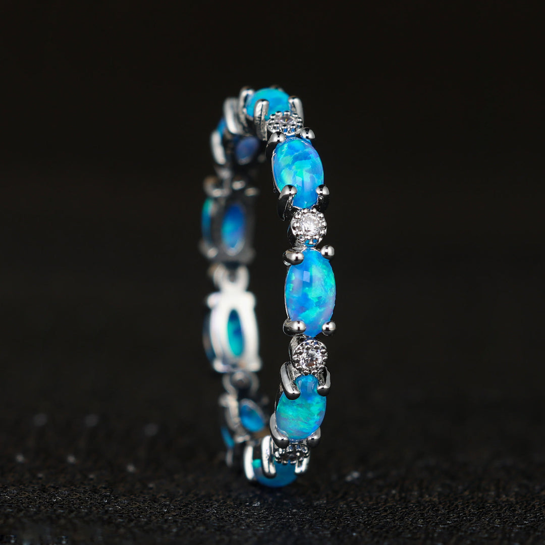 FREE Today: "Secret Energy" - Color Opal Retro Black Gold Ring - Blue Opal - Silver - 13 - image 4