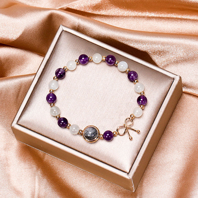 Amethyst With Moonstone Lucky Gemstone Bracelet