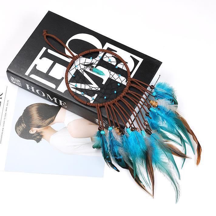 Olivenorma Turquoise Handmade Traditional Feather Dream Catcher