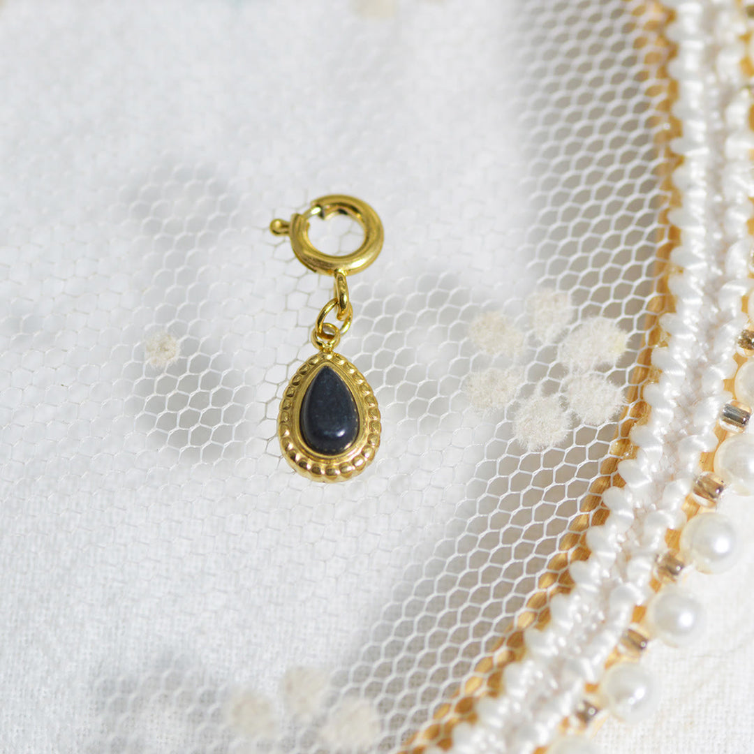 Olivenorma Geometric Round Or Water Drop Crystal Gold Pendant Necklace - Blue Sandstone - Necklace #4 - image 35