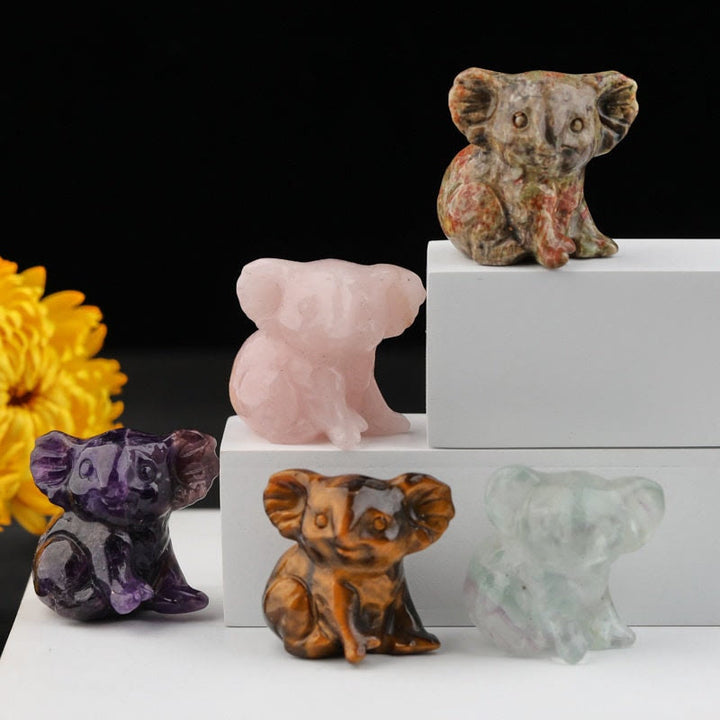 Olivenorma 1.2 Inches Carved Cute Koala Figurine Gemstone Decoration - image 46