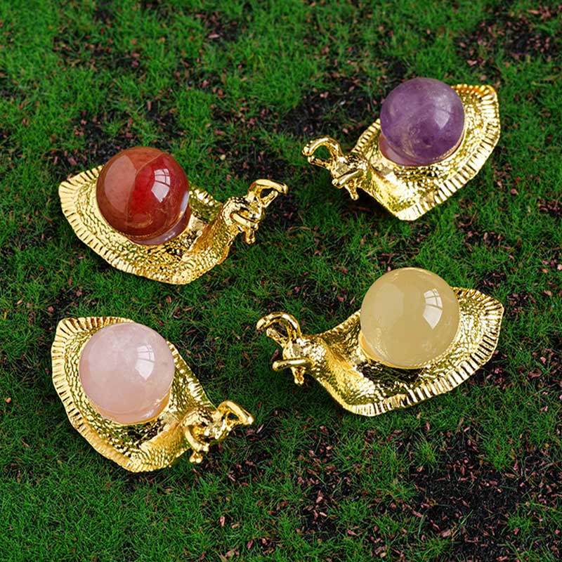 Olivenorma Natural Crystal Ball Holder Small Snail Gemstone Decoration - image 28