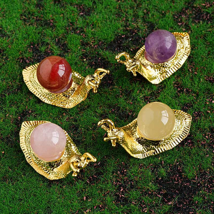 Olivenorma Natural Crystal Ball Holder Small Snail Gemstone Decoration - image 28