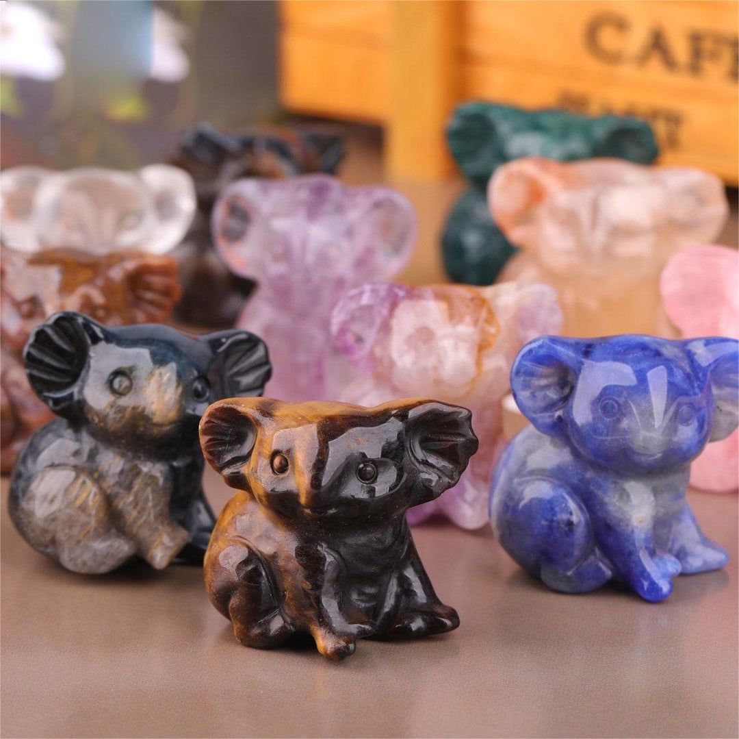 Olivenorma 1.2 Inches Carved Cute Koala Figurine Gemstone Decoration - image 0