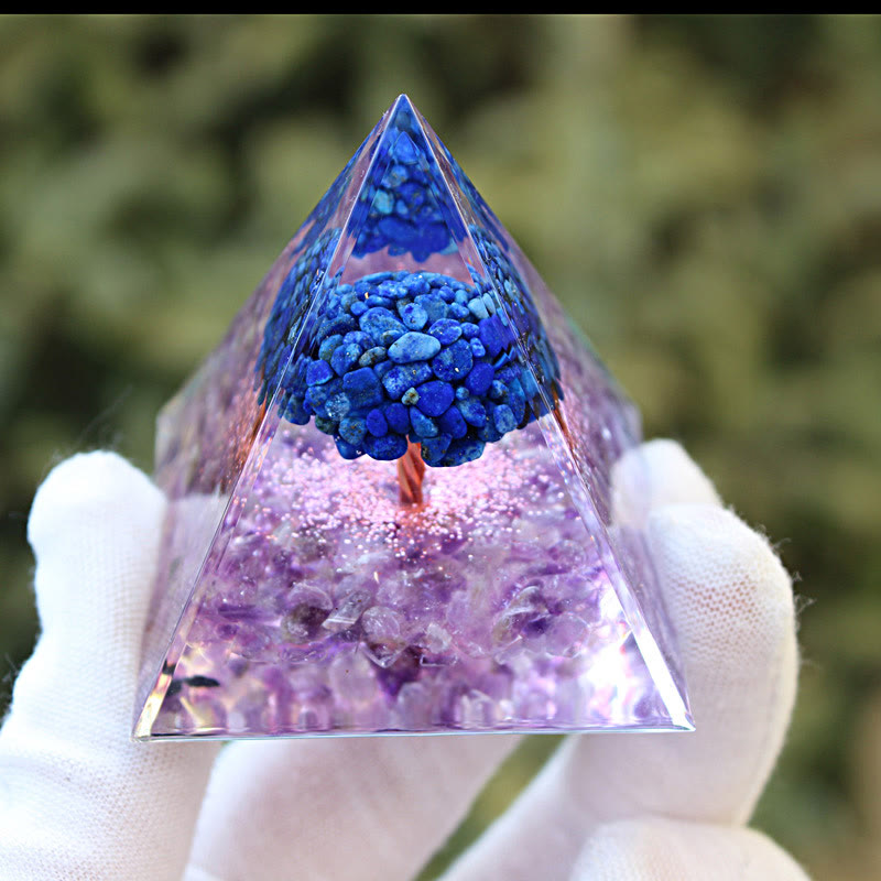 (Clearance 30% OFF / CODE: OFF30) - Olivenorma Lapis Lazuli Amethyst Tree Of Life Orgone Pyramid