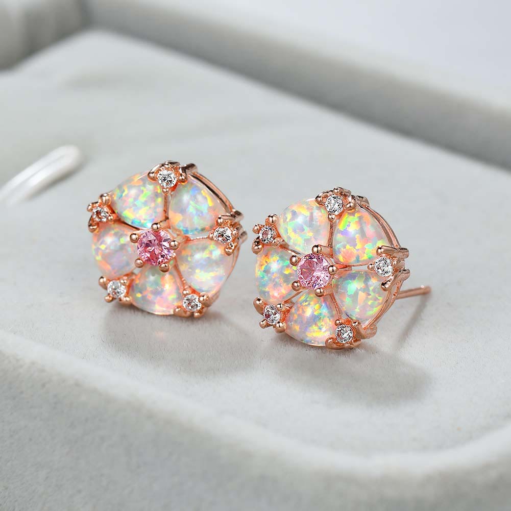 Olivenorma Opal Flower Shaped Earrings