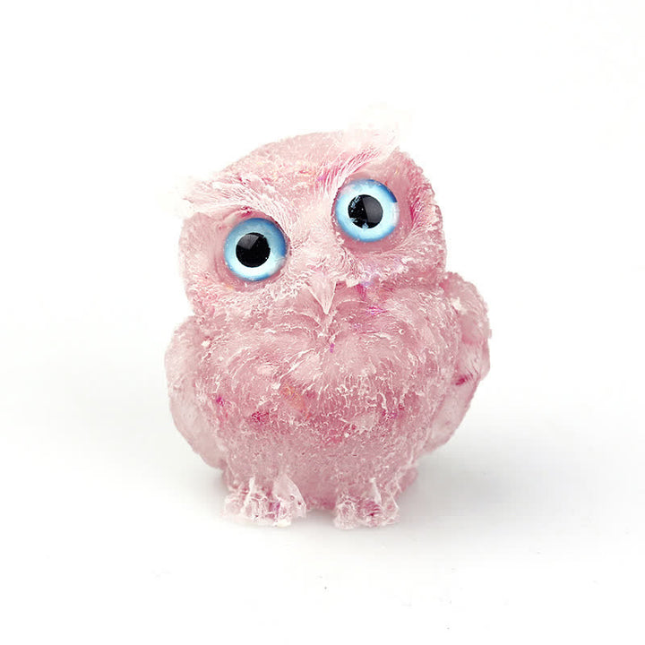 Olivenorma Wise Guardian Crystal Owl  Figurine Gemstone Decoration - Rose Quartz+Sequins - 2.28''(L) * 1.89''(W) * 1.53''(H) - image 18