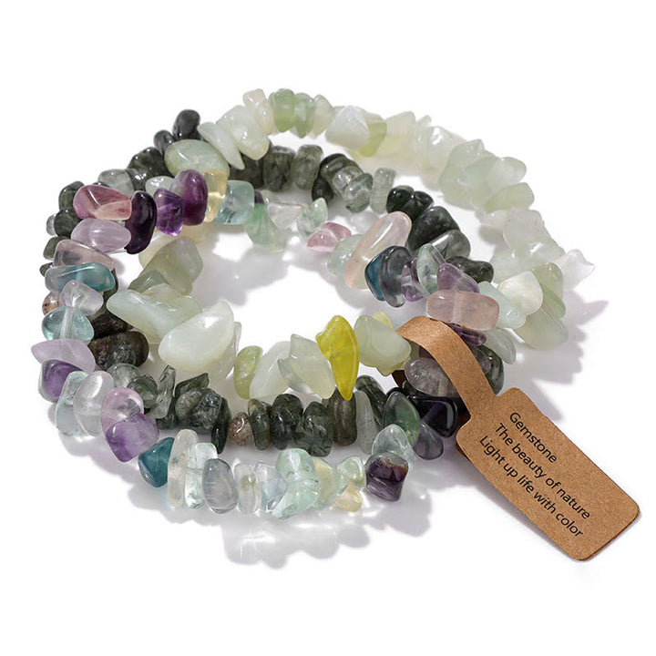 Olivenorma Natural Irregular Crystal Gravel Three Layer Bracelet