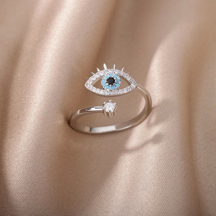 Olivenorma Evil Eye Diamond Adjustable Ring - Silver - image 0