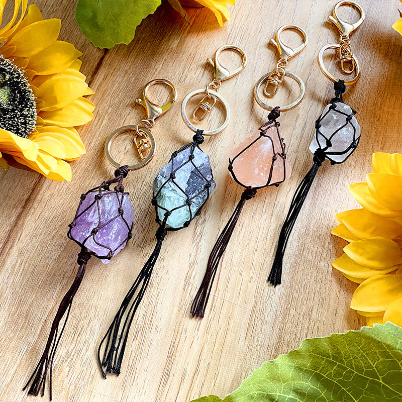 Olivenorma Natural Crystal Stone Rough Phone Strap Keychain