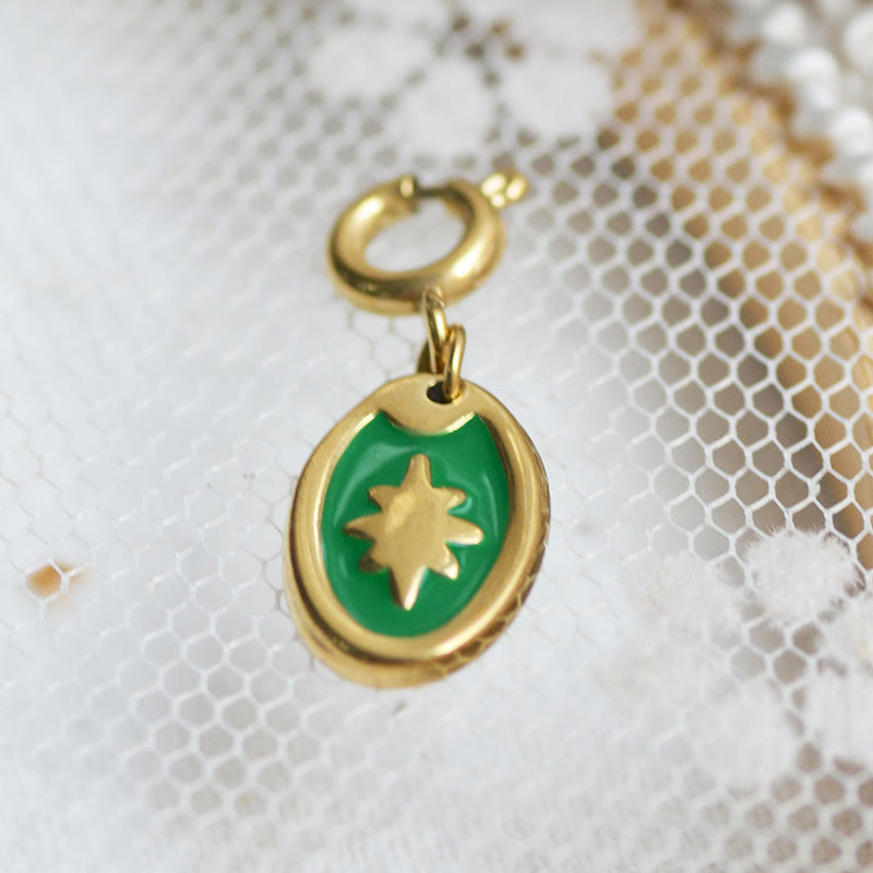 Olivenorma Geometric Round Or Water Drop Crystal Gold Pendant Necklace - Green Resin Octagonal Star - Necklace #4 - image 18