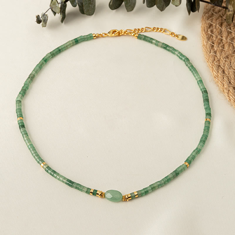 Olivenorma Natural Stone Green Aventurine Handmade Beaded Necklace