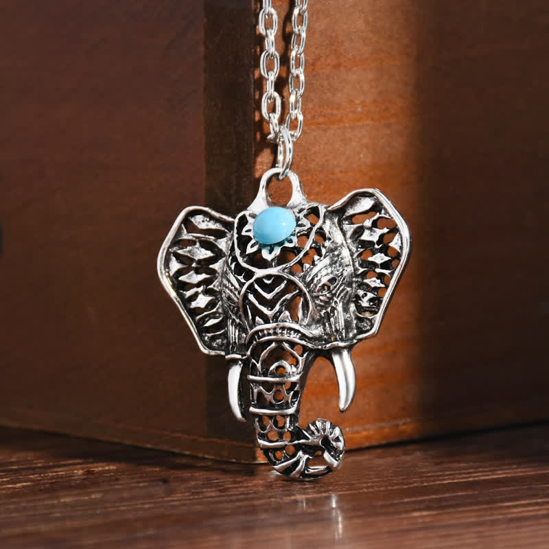 Olivenorma Vintage Turquoise Elephant Necklace - image 5