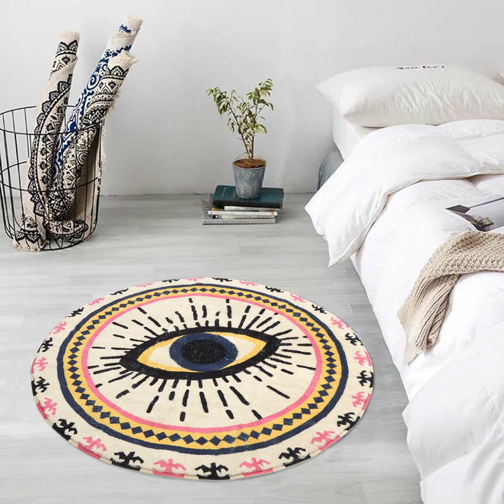 Olivenorma Round Pink Evil Eye Rugs Non-Slip Carpet