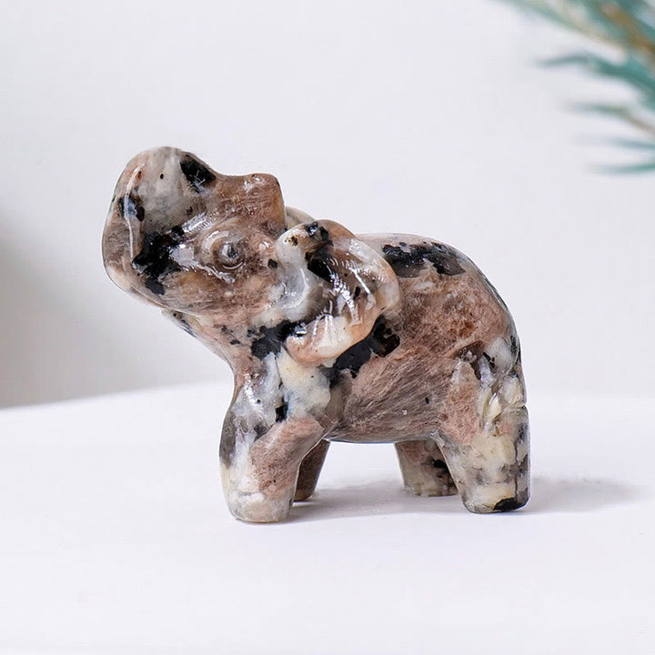 Olivenorma Natural Crystal Elephant Carving Ornament Gemstone Decoration - Curbstone - image 16