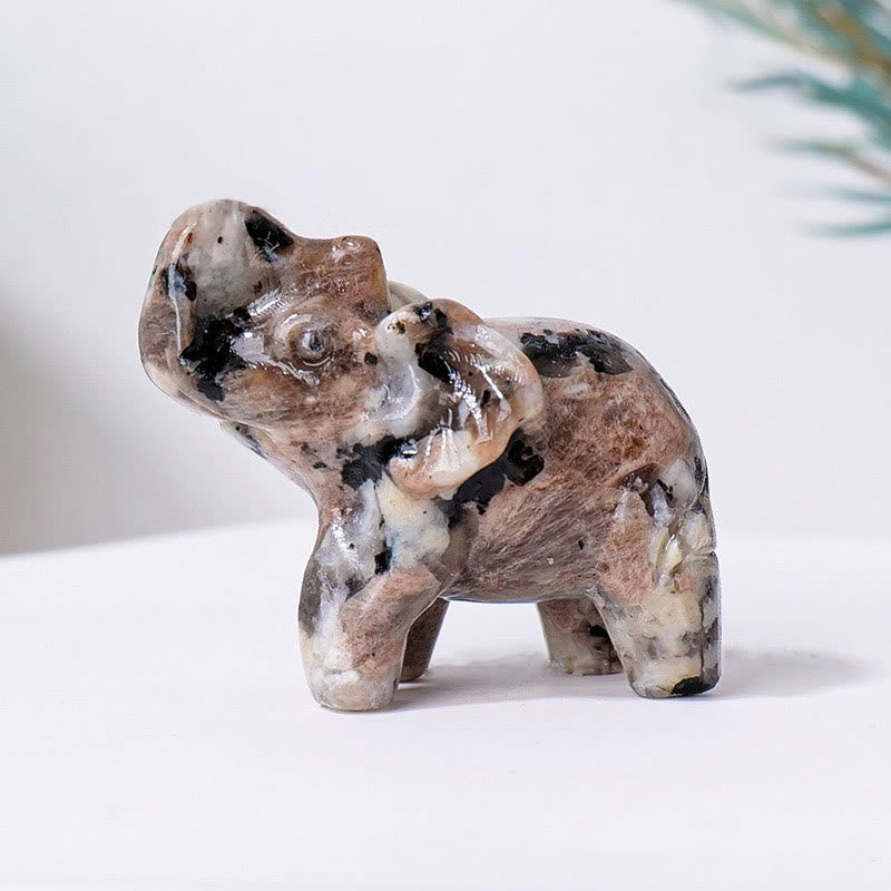 Olivenorma Natural Crystal Elephant Carving Ornament Gemstone Decoration - Curbstone - image 16