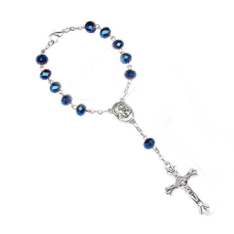 Olivenorma Crystal Rosary Cross Bracelet