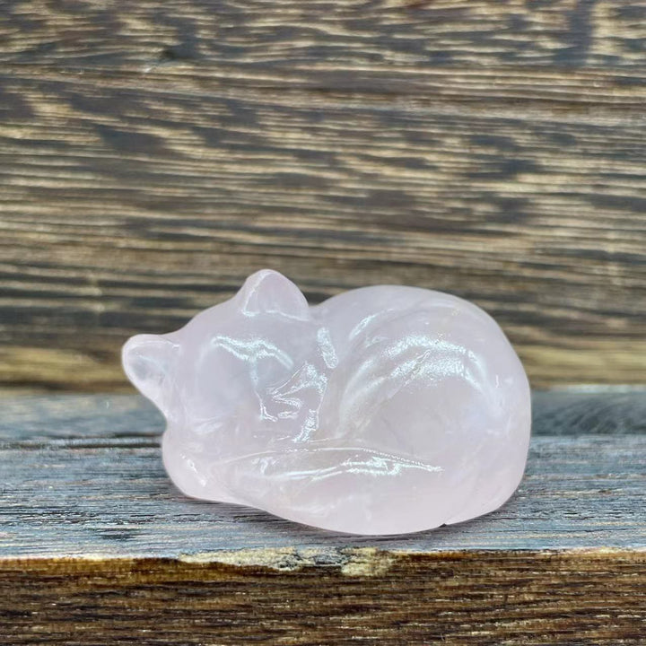 Olivenorma 4cm Natural Crystal Nap Cat Gemstone Decoration - Rose Quartz - image 13